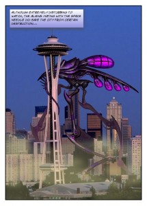 Alien mates with the Seattle Space Needle